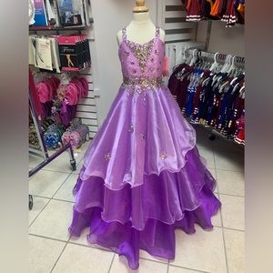 Size 10 Perfect Angel Lilac Purple Beaded Long Pageant Ballgown Dress NWT